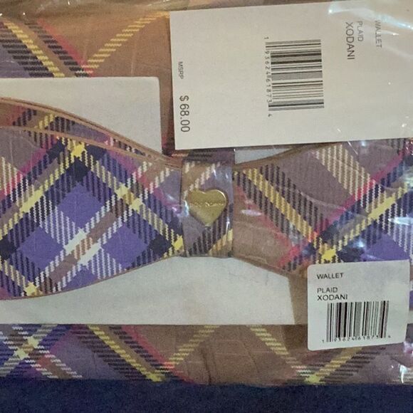 BETSEY JOHNSON NWT VIOLET PLAID CROSSBODY WALLET BAG - Picture 8 of 15